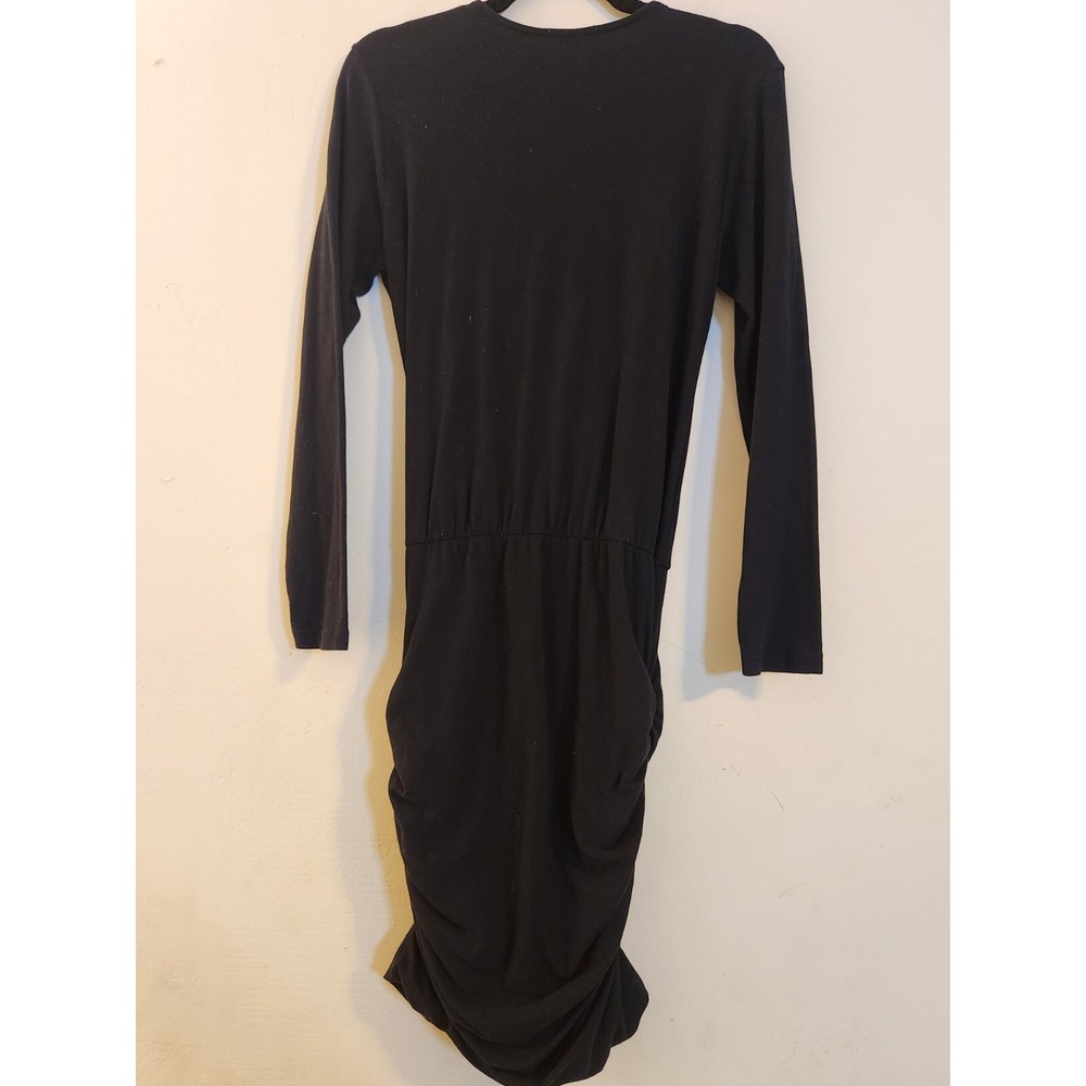 Anthropologie Sundry Size 2 Black Knee‎ Length Cotton/Spandex Ruched Dress - Picture 3 of 9